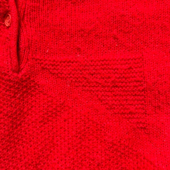 DANIEL HECHTER Sweater Pullover Henley Collar Bright Red Wool Blend Size M - Picture 3 of 7